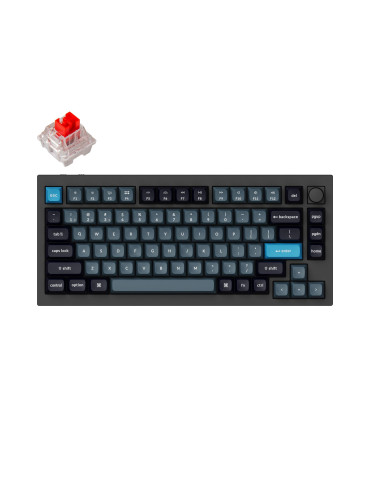 Геймърска механична клавиатура Keychron Q1 Pro Black-Blue QMK TKL K Pro Red Switch RGB LED PBT - Q1P-M1