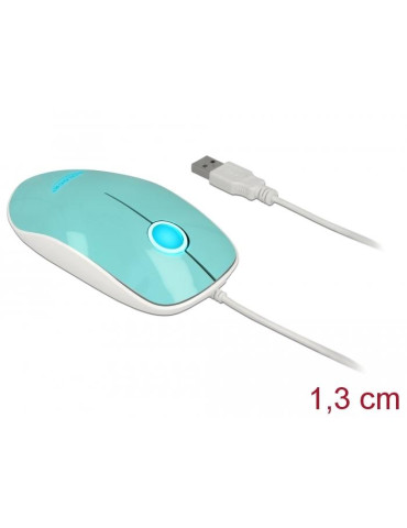 Мишка DeLock, USB-A, Кабел 1.3 м, USB, 1200 dpi, Tюркоаз - DELOCK-12538P