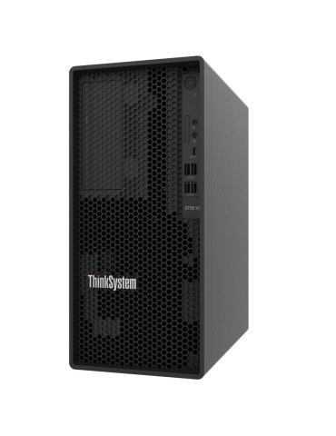 Сървър Lenovo ThinkSystem ST50 V2, Intel Xeon E-2324G 4C, SW RAID, 2x960GB Micron 5400 Pro SSD, 1x16GB, 500W 94% Efficiency, No DVD - 7D8JA043EA