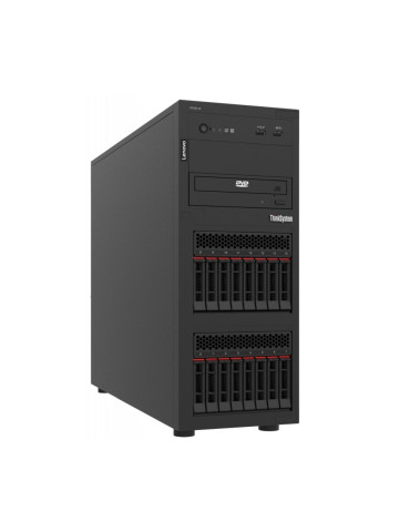 Сървър Lenovo ThinkSystem ST250 V2 Intel Xeon E-2356G 6C, 1x32GB, O/B, 2.5" HS (8), 5350-8i, HS 750W Titanium, XCC Enterprise, No DVD - 7D8FA01LEA