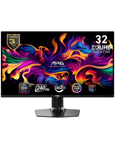 Монитор MSI MAG 321UPX QD-OLED, 32" 240Hz, UHD (2840x2160) 16:9, QD-OLED Anti-Reflection, 0.03ms, DP, HDMI, Type-C, Headphone out - 9S6-3DD39T-001