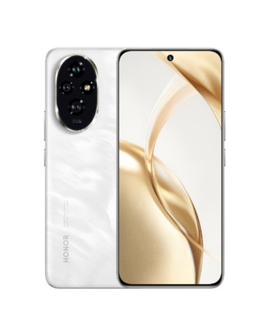 Смартфон Honor 200 Moonlight White , Ellie-N39C, 6.7" 120Hz Amoled curved, 2664x1200, Qualcomm Snapdragon 7 Gen 3 Accelerated Edition 5G  (1x2.63GHz 3x2.4GHz 4x 1.8GHz), 12GB, 512GB, 50 50 12MP/50MP, 5200mAh, FPT, BT, USB Type-C,Android 14, AI - powered M