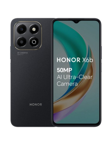 Смартфон Honor X6b Midnight Black, Judy-L41D, 6.56" 90Hz TFT LCD, 720x1612,  MediaTek Helio G85 ( 2x2GHz   6x1.8GHz), 4GB, 128GB, Camera 50 2MP/Front 5MP, 5200mAh, FPT, Face ID, BT 5.1, USB Type-C, OTG, Android 14, MagicOS 8.0 - 6936520843688