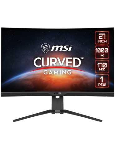 Монитор MSI G272CQP Curved, 27" 170Hz, 4K WQHD (2560x1440) 16:9, VA Anti-glare, 1000R curve, 1ms, 300nits, Adaptive Sync, DP, HDMI, Type-C - 9S6-3CC94T-006