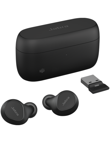 Слушалки JABRA EVOLVE2 Buds MS, Cradle USB-A MS, Link 380 BT adapter USB-A MS, 30 cm USB-C to USB-A cable, Ear gels, wireless charging pad, warranty - 20797-999-989