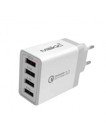 Бързо зарядно Makki Fast Charger, QC3.0 3xUSB 30W White - MAKKI-QC48W4