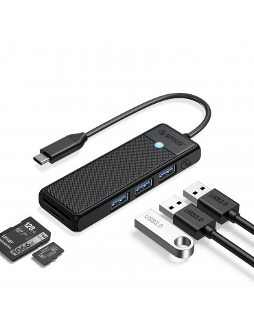 Хъб Orico USB3.1 Type-C, 3 x USB3.0, SD, TF - PAPW3AT-C3-015-BK