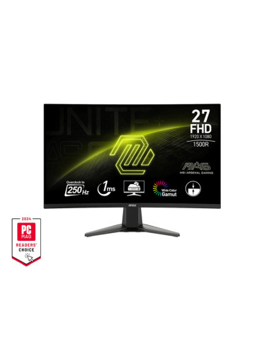 Монитор MSI MAG 27C6X, 27", VA, 240Hz, 250Hz(OC), 1ms, Curved, FHD 1920x1080, Adaptive-Sync, AI Vision, VRR, Console mode, CEC, LBL, DP, HDMI - 9S6-3CE01M-002