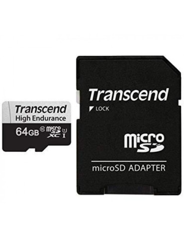 Карта памет Transcend 64GB micro SD w/ adapter U1, High Endurance - TS64GUSD350V