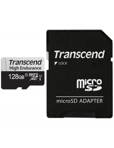 Карта памет Transcend 128GB micro SD w/ adapter U1, High Endurance - TS128GUSD350V