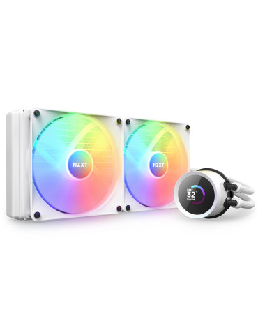 Водно охлаждане за процесор NZXT Kraken 280 RGB White, LCD Display - RL-KR280-W1