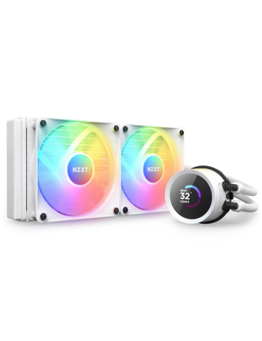 Водно охлаждане за процесор NZXT Kraken 240 RGB White, LCD Display - RL-KR240-W1