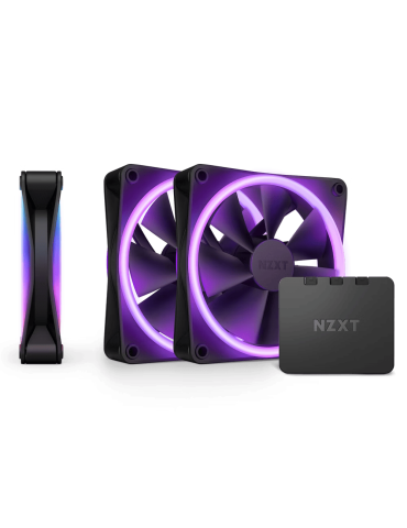 Комплект вентилатори NZXT F120 RGB Duo Black 3бр, RGB Контролер - RF-D12TF-B1