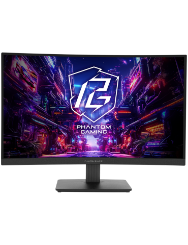 Монитор AsRock PG27QRT1B Curved, 27" QHD(2560x1440) VA, Anti-Glare, 180 Hz, 132% sRGB, 5000:1, 1ms (MPRT), AMD FreeSync, Flicker-free, Tilt, VESA, 2x 2W Speakers, HDMI 2.0, DP 1.4