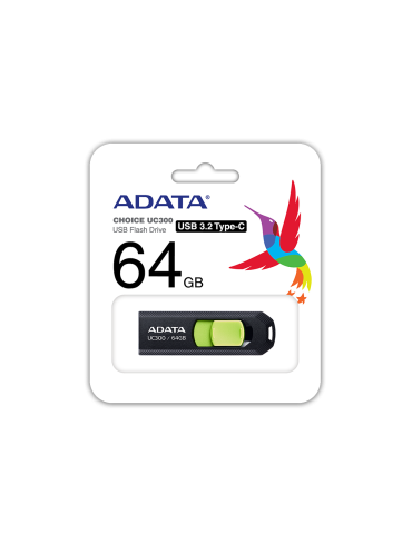 Флаш памет Adata 64GB UC300, TYPE-C, BK GN - ACHO-UC300-64G-RBK/GN