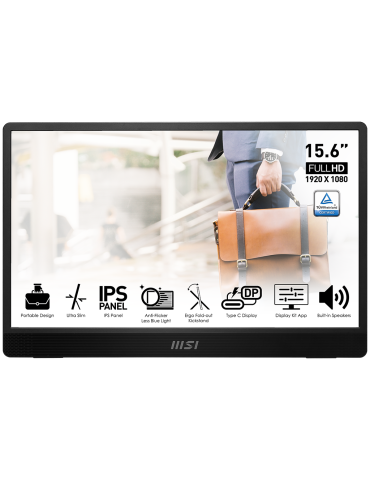 Монитор MSI PRO MP161 FHD IPS, 15.6", FHD, 4ms (GTG), Mini-HDMI, Type-C - 9S6-3PB70H-045