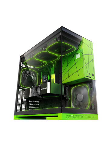 Кутия за компютър Geometric Future Model 5 Black/Green, NVIDIA style limited edition, EATX - 1AM5WKNV00100