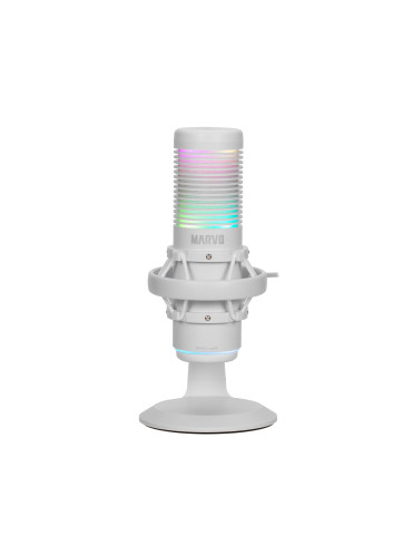 Геймърски микрофон Marvo Blast 60 White, MIC-07 WH, USB, RGB - MARVO-MIC-07-WH