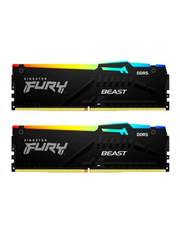 RAM памет Kingston 64GB(2x32GB) DDR5 DRAM 6000MHz CL36 Beast RGB EXPO RGB - KF560C36BBEAK2-64