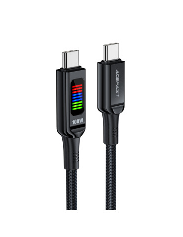 Кабел Acefast USB-C to USB-C Cable 100W 1.2m with LED display - C7-03 - Black - ACEFAST-C7-03-BK