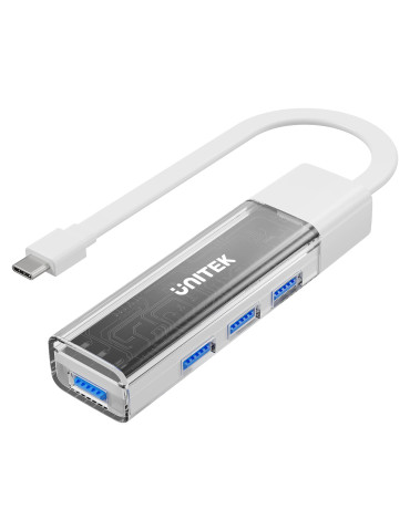 Хъб Unitek USB-C/USB-A 3.0 HUB 4 port, Bi-Directional, Detachable Cable, White - H1319AWH01