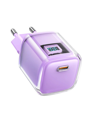 Универсално зарядно за стена Acefast Charger Wall GaN PD30W - A53 - USB-C x 1, Purple - ACEFAST-A53-PRPL