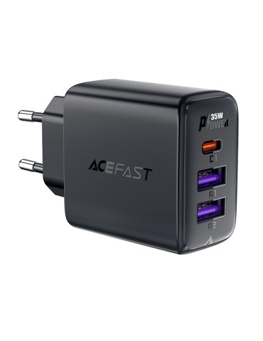 Универсално зарядно за стена Acefast Charger Wall GaN PD 35W - A57 - USB-C x 1, USB-A x 2, Black - ACEFAST-A57-BK