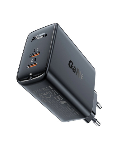 Универсално зарядно за стена Acefast Charger Wall GaN PD50W - A29 - USB-C x 2, Black - ACEFAST-A29-BK