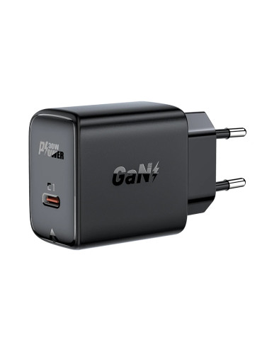 Универсално зарядно за стена Acefast Charger Wall GaN PD30W - A21 - USB-C x 1, Black - ACEFAST-A21-BK