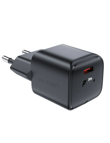 Универсално зарядно за стена Acefast Charger Wall GaN PD20W - A73 Mini - USB-C x 1, Black - ACEFAST-A73-MINI-BK