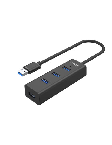 Хъб Unitek USB3.0 HUB 4 port, 1.2m cable, aux USB-C power input - Y-3089V01