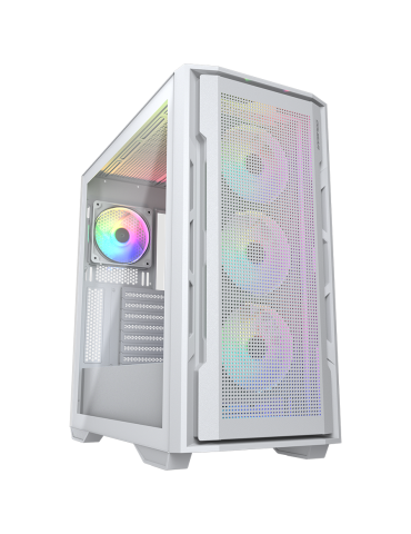 Кутия за компютър Cougar Uniface RGB, Mid Tower, Mesh Front Panel, 4 x 120mm ARGB Fans, TG Left Panel, White - CGR-5C78W-RGB