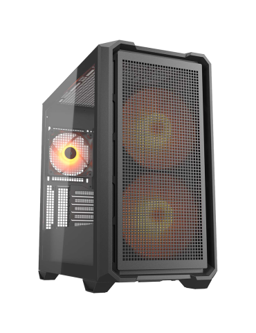 Кутия за компютър Cougar MX600 Mini RGB Black, Mini Tower, Mesh Front Panel, 2 x 160mm   1 x 120mm Fans, Transparent Left Panel - CGR-5GC9B-RGB