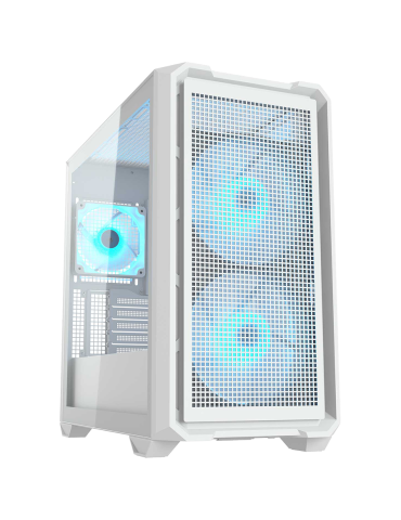 Кутия за компютър Cougar MX600 Mini RGB White, Mini Tower, Mesh Front Panel, 2 x 160mm   1 x 120mm Fans, Transparent Left Panel - CGR-5GC9W-RGB