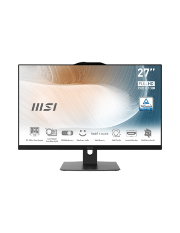 All in One компютър MSI MODERN AM272P, 27" IPS FHD, Intel Core i5-1235U, 8GB RAM, 512GB SSD, Intel Iris Xe Graphics - 9S6-AF8211-861