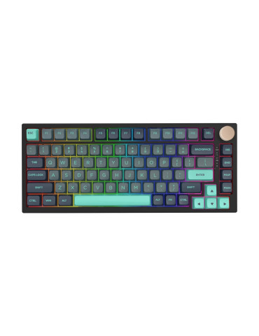 Безжична геймърска механична клавиатура VGN N75 PRO Caribbean Blue - Kailh Vaporwave Switches, RGB - N75-PRO-GREY-BL