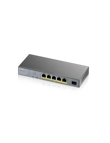 Комутатор ZyXEL GS1350-6HP, 6 Port managed CCTV PoE switch, long range, 60W, 802.3BT - GS1350-6HP-EU0101F