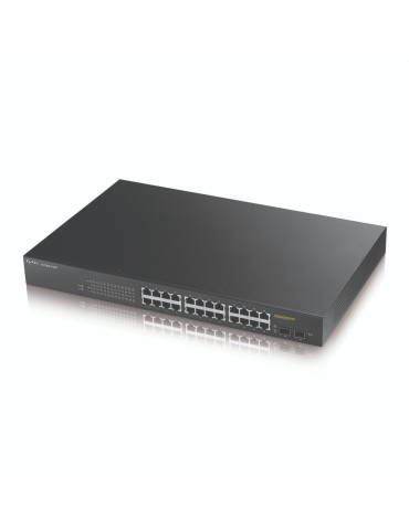 Комутатор ZyXEL GS1900-24HP v2, 24-port GbE L2 PoE Smart Switch, rackmount, 170 Watt - GS190024HPV2-EU0101F