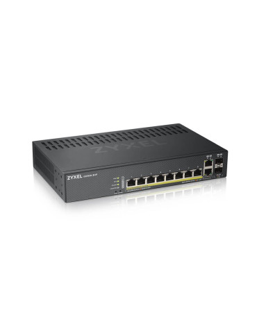 Комутатор ZyXEL GS1920-8HPv2, 10 Port Smart Managed Switch 8x Gigabit Copper and 2x Gigabit dual pers., hybrid mode, standalone or NebulaFlex Cloud, 130 Watt PoE, fanless - GS1920-8HPV2-EU0101F