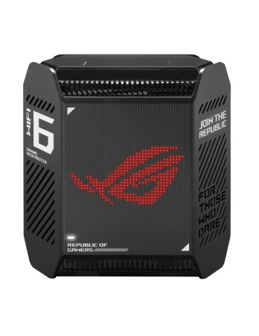 Меш система Asus Gaming Mesh WiFi system, ROG Rapture GT6 1PK, AX10000, Tri-Band, up to 275m2, Tri-Core 1.7GHz CPU, 256MB/512MB Flash/RAM, 2.5G port, AiProtection Pro, AiMesh, Black - 90IG07F0-MU9A10