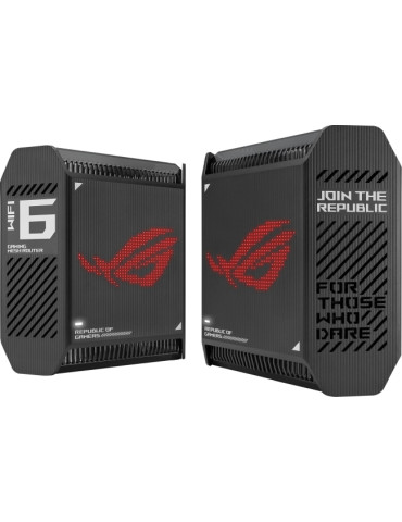 Меш система Asus Gaming Mesh WiFi system, ROG Rapture GT6 2PK, AX10000, Tri-Band, up to 540m2, Tri-Core 1.7GHz CPU, 256MB/512MB Flash/RAM, 2.5G port, AiProtection Pro, AiMesh, Black - 90IG07F0-MU9A20