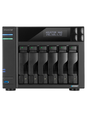 Мрежови сториджи Asustor Lockerstor AS6706T, 6 Bay NAS, Intel Jasper Lake Quad-Core 2.0GHz, 8GB RAM DDR4, 2.5GbEx2, M.2 SSD Slots x 4 (Diskless), USB 3.2 Gen 2x2, Black