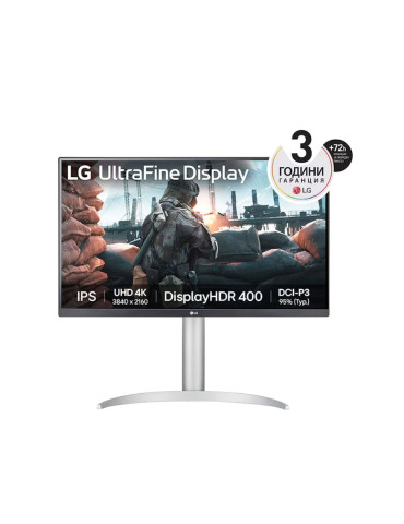 Монитор LG 27UP650P-W, 27" UHD 4K IPS AG, DCI-P3 95%, Cinema Screen, 5ms, 1200:1, Mega DFC, 400 cd/m2, 3840x2160, AMD FreeSync, HDR 10, VESA Display HDR 400, HDMI, DP, FreeSync, Headphone out, Height Adjustable, Pivot Reader Mode, Black - 27UP650K-W