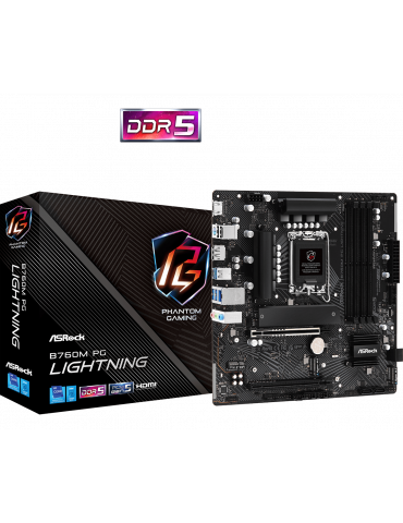 Дънна платка AsRock B760M PG LIGHTNING, LGA1700, mATX - 90-MXBM20-A0UAYZ