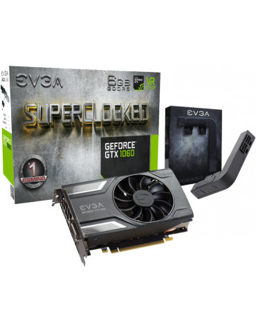 Видео карта EVGA NVIDIA GeForce GTX 1060 SC GAMING 6 GB GDDR5, 06G-P4-6163-KR   Подарък Адаптер EVGA POWERLINK 2x8pn 1x6pin GLB