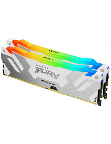 RAM памет Kingston 32GB(2x16GB) DDR5 7200MHz CL38 Fury Renegade White RGB, XMP - KF572C38RWAK2-32