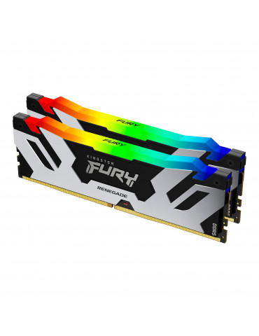 RAM памет Kingston 32GB(2x16GB) DDR5 8000MHz CL38 Fury Renegade Silver/Black RGB, XMP - KF580C38RSAK2-32