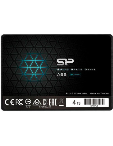 SSD диск Silicon Power Ace 4TB A55 SATAIII 3D NAND, SLC Cache, 7mm 2.5" Blue, 560/530 MB/s - SP004TBSS3A55S25