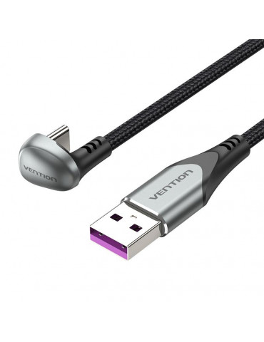 Кабел Vention USB 3.1 Type-C / USB 2.0 AM 1.5M Black U-Shaped, Aluminum Alloy 5A - COHHG