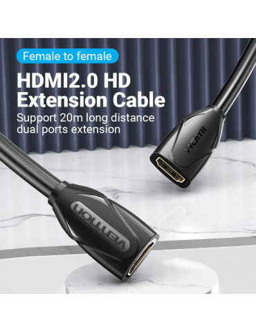 Удължителен кабел Vention HDMI v2.0 еxtension Cable Female to Female 0.5M Black, Gold - AAXBD